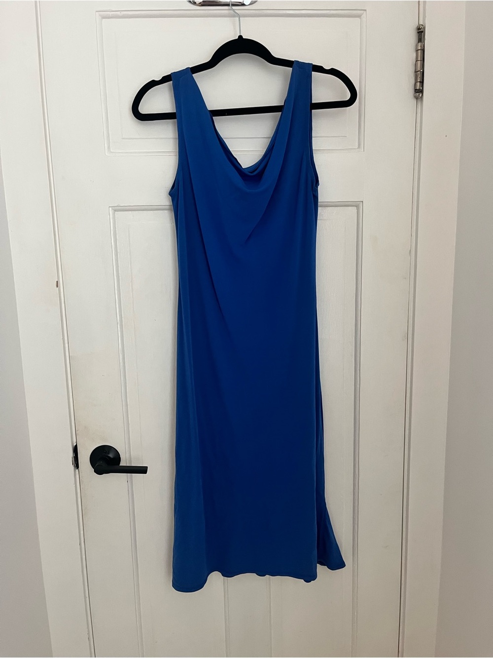 90s Blue Cowl Neck Sleeveless Dress